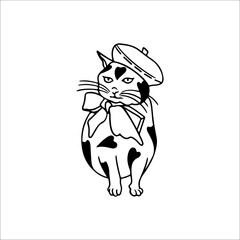 vector illustration of a cat wearing a hat