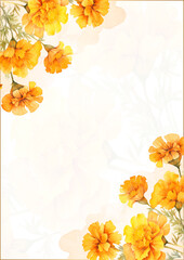 Yellow and white modern background watercolor invitation with floral and flower