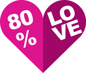 love icon 80 percent vector illustration pink color