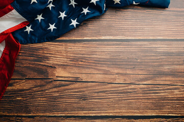 Vintage Presidents Day concept United States flag on aged stone, representing American democracy and freedom.