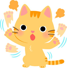 後ろ脚で立ち上がってパンチする猫