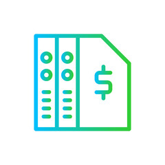 Finance document job business icon with blue and green gradient outline style. business, finance, financial, document, report, corporate, analysis. Vector Illustration