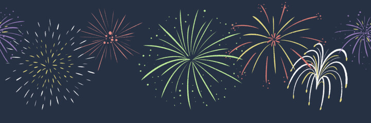 The colorful fireworks on the celebration day, black background, texture pattern drawing - obrazy, fototapety, plakaty