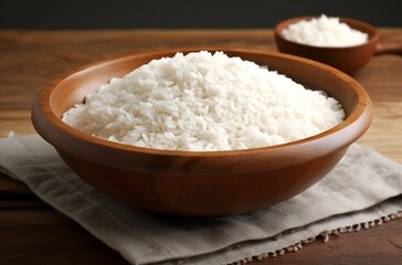 Fototapeta na wymiar Wooden Bowl Of White Rice