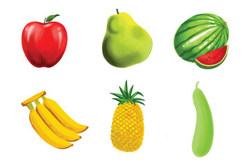 Set of colorful fruit design