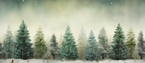 The hand drawn Christmas tree design on the textured background perfectly captures the essence of winter in the forest where people love to travel and connect with nature in the autumnal ga