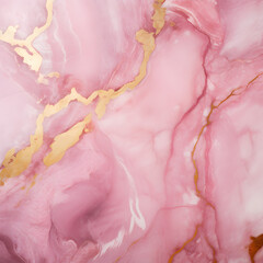 Pink Marble with gold interlaced. Generative ai.