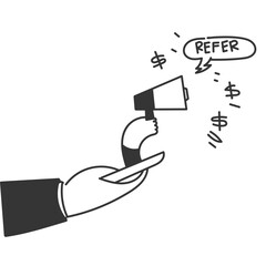 hand drawn doodle refer a friend and earn on mobile illustration