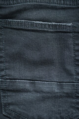 black denim clothing texture background, textile of pants fashion