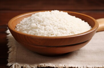 Obraz na płótnie Canvas Wooden Bowl Of White Rice