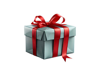 Gift box with red ribbon. Transparent background, with png