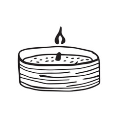 Doodle candle in a glass jar clipart cozy illustration