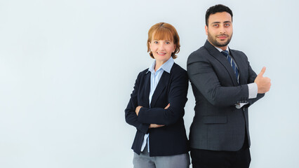 Portrait of successful business team posing in office