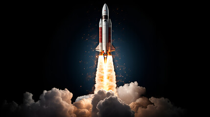 a rocket flying on clean black background