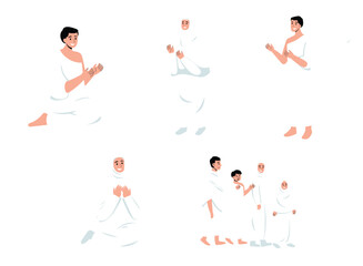 Praying Man and Woman in White Cloth | Hajj Set