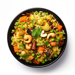 Mix vegetable pulao in black bowl, indian veg biryani,