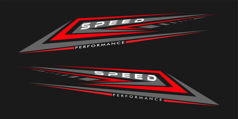 wrap design for car vectors. sports red stripes, car stickers. racing decals for tuning - obrazy, fototapety, plakaty