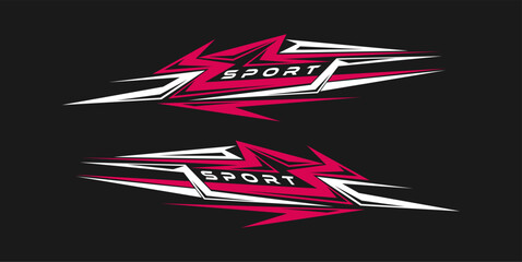 wrap design for car vectors. sports pink stripes, car stickers. racing decals for tuning - obrazy, fototapety, plakaty