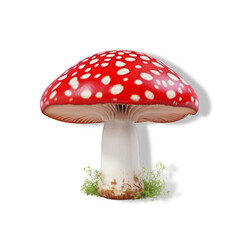 A Vibrant Red Mushroom Studded with White Spots in a Lush Forest