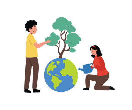 Couple Watering Tree on Earth | Climate Change Edition
