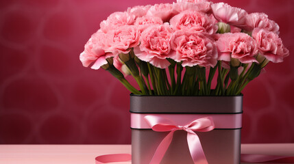 Obraz premium pink roses in a vase HD 8K wallpaper Stock Photographic Image 