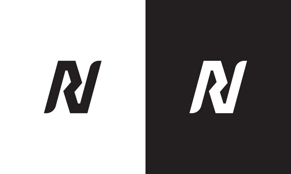 NR logo ambigram, monogram unique logo, black and white logo, premium elegant logo, letter NR Vector	
