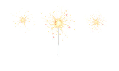 Sparkler candle on isolated background. Realistic bengal fire for celebrations and holiday (New Year's Eve). Christmas magic lights.