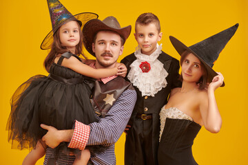 happy family in costumes