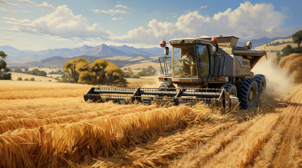 Obraz premium Golden Harvest in the Countryside