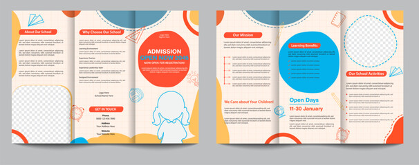 school admission trifold brochure template - obrazy, fototapety, plakaty