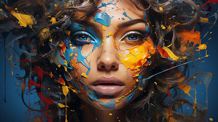 Colorful paints on face