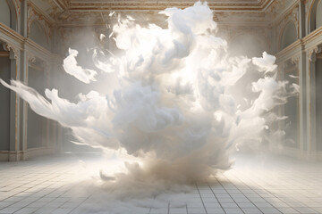 Fototapeta na wymiar Abstract Motion of White Foam Flying in Air in Studio Light
