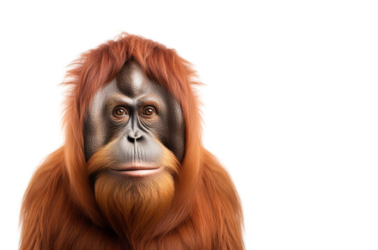 Image of big male orangutan orange monkey on white background. Wildlife Animals.