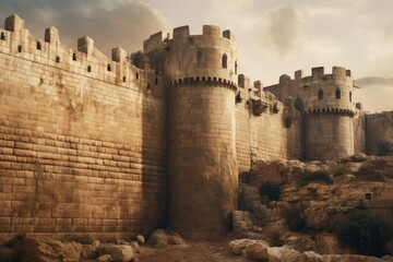 A horse stands in front of a sturdy stone wall. This image can be used to depict strength, stability, or a rustic setting.