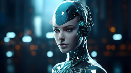 Beautiful female robot with artificial intelligence