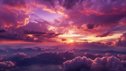 the sun is setting over the clouds in the sky
 - obrazy, fototapety, plakaty