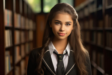 Beautiful girl wearing school uniform
