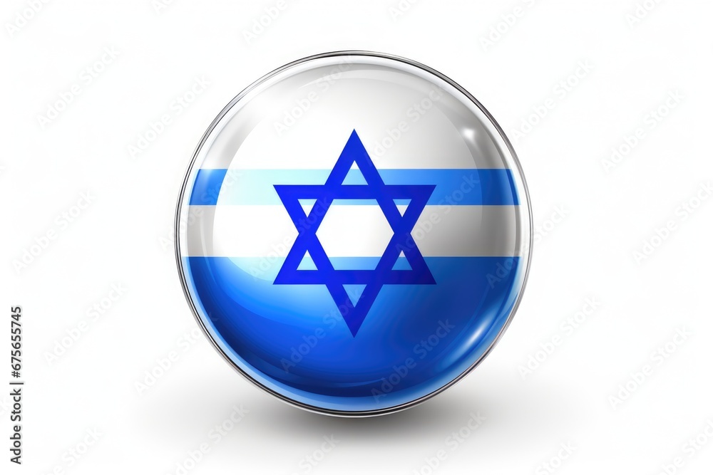 Poster a blue and white button featuring the star of david symbol. this button can be used for various purp