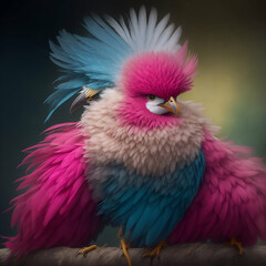pink and purple feathers of bird