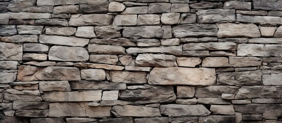 Fototapeta premium The old stone wall with its natural rock structure lends a unique and timeless appeal to the background of the abstract pattern while showcasing the design inspired by nature and textures fo