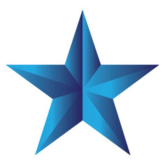 Vector 3d blue metal star isolated on white background.