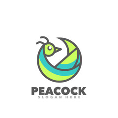 Peacock simple mascot logo design 