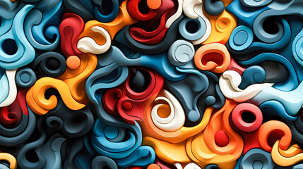 abstract background with swirls and waves in blue and orange colors