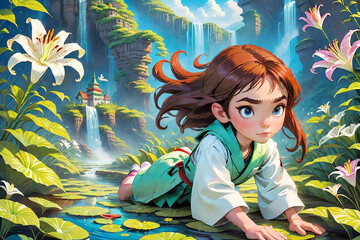 Obraz na płótnie Canvas fairy background,2D cartoon background.