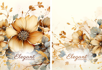 Elegant floral cover template set, Luxury nature leaves pattern design, leaf line arts, Hand drawn outline design for fabric, print, background, cover, banner and invitation