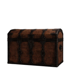 Old wooden treasure chest 3D mockup illustration, 3D rendering