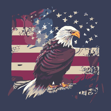 A bald eagle vector on a flag american vector design vector artwork