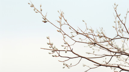 Obraz premium Autumn trees with leaves on light background