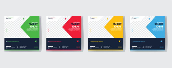 Modern Creative Corporate Business marketing agency promotion social media post template. Editable square banner design with place for the photo