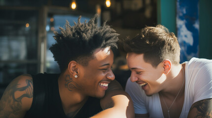 Fototapeta premium Smiling Same-Sex Couple Enjoying Time Together